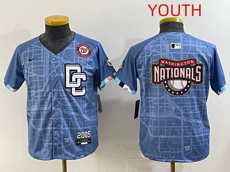 Youth 2025 Washington Nationals Blank Blue Joint Name Nike MLB Jersey style 6